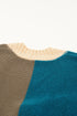 Color Block Loose Open Front Knitted Cardigan